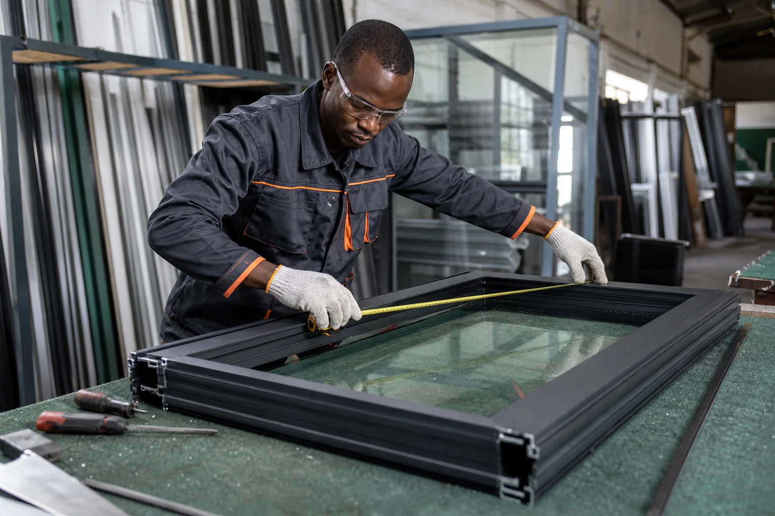 Custom aluminium fabrication in the workshop