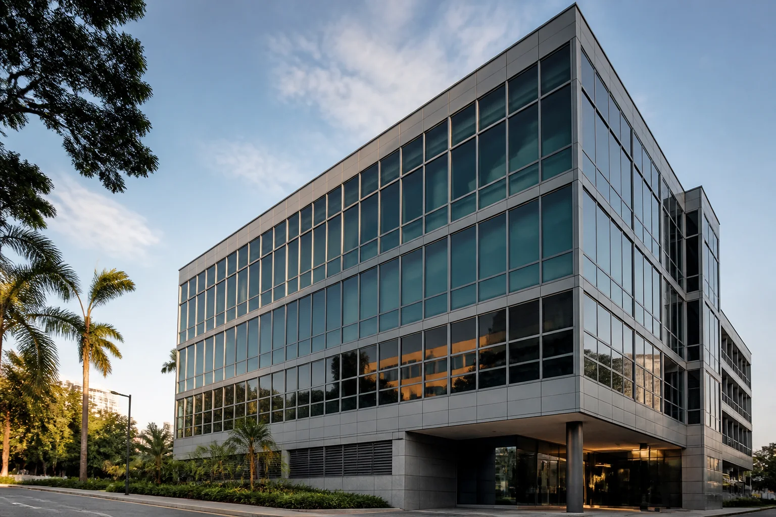 Commercial aluminium curtain wall facade